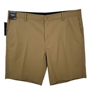 Roundtree & Yorke Performance Straight Fit Flat Front Khaki Shorts Mens 42x9